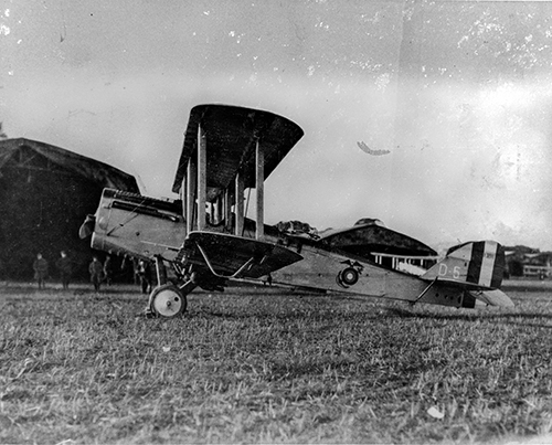 A Marine Corps DH-4B aircraft, nicknamed the "Flying Coffin."