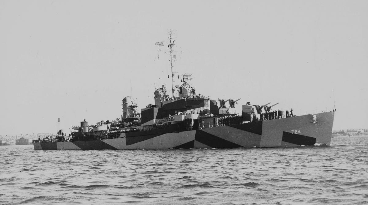 USS Laffey (DD-724) off Boston Navy Yard 8 August 1944.