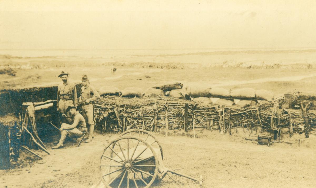 Marines entrenched in the field near Veracruz, Mexico in 1914