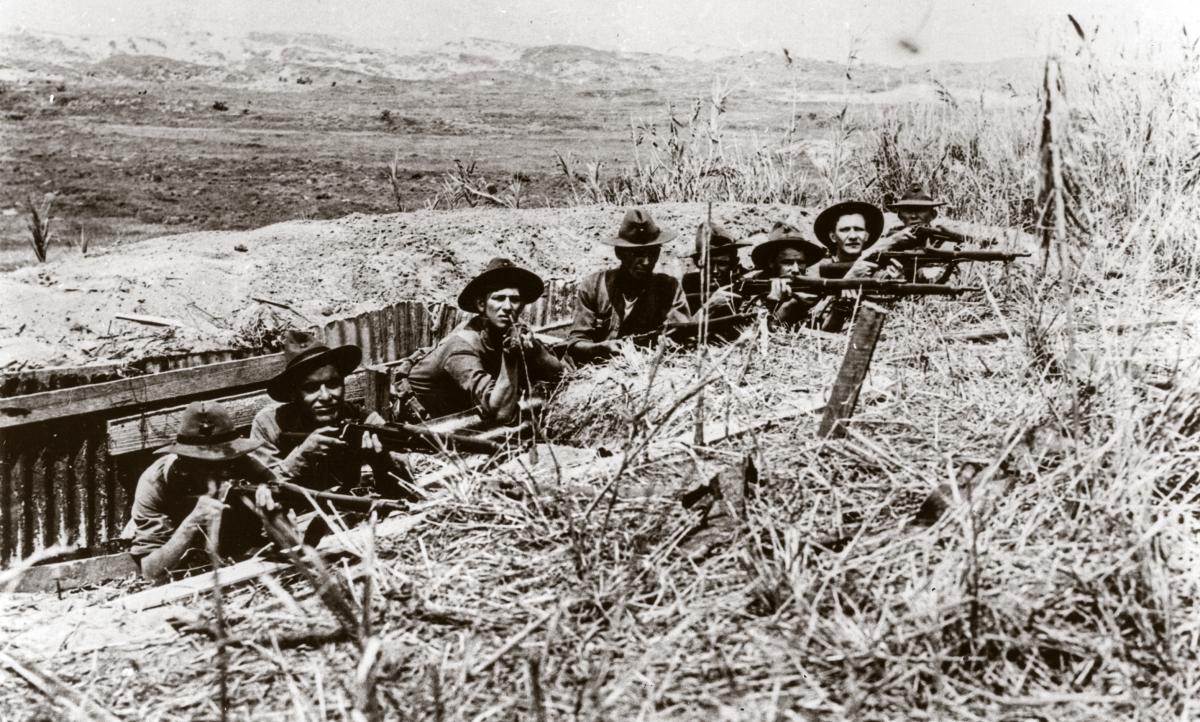 U.S. Marines entrenched near Veracruz, Mexico, in 1914