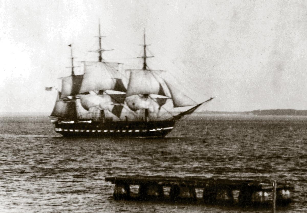 USS Constitution under sail in 1881