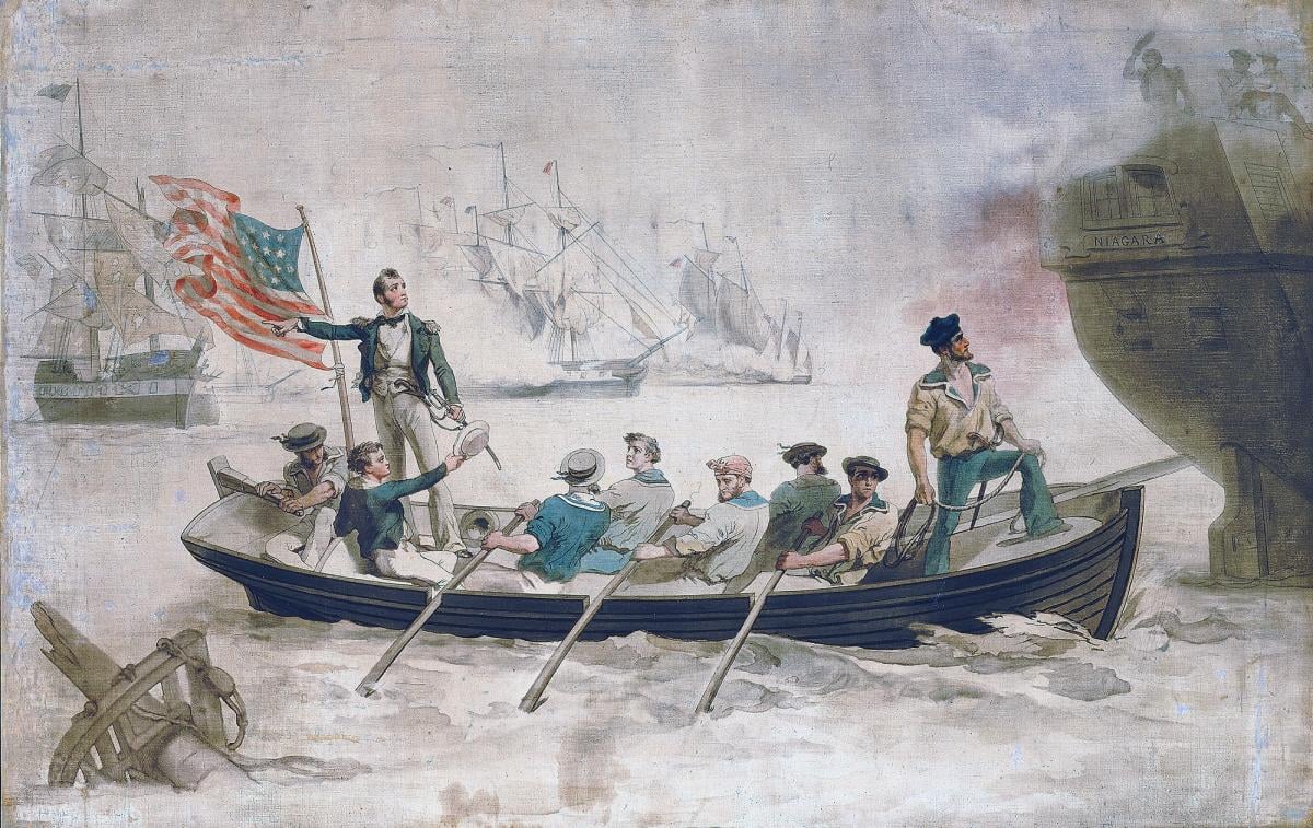 Unfinished Sketch of Perry's Victory at Lake Erie, attributed to Daniel Harrington