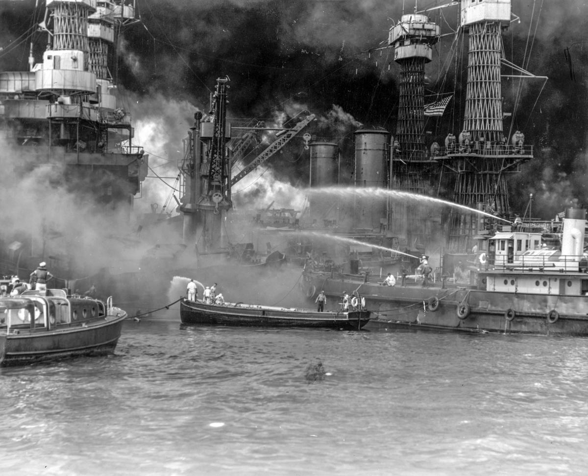 Fire fighting on the USS West Virginia after Pearl Harbor