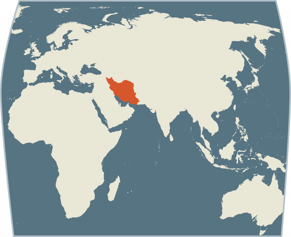 World map showing Iran