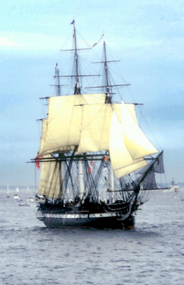 USS Constitution under sail in 1997