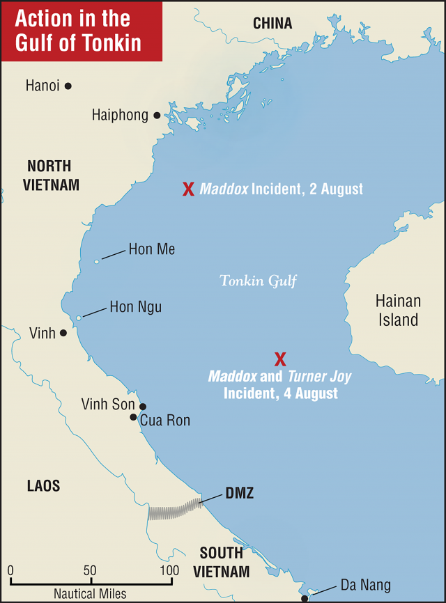 Map of the Action in the Gulf of Tonkin