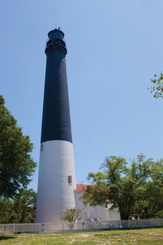 Pensacola Naval Air Station Lighthouse from the ground.