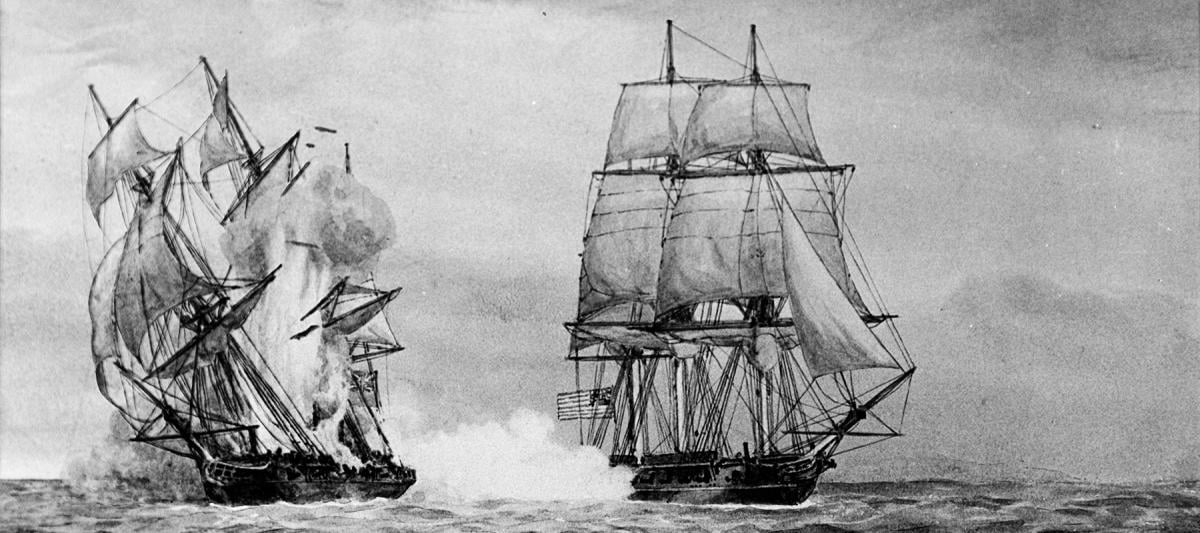 The capture of the HMS Active by the USS Hazard in 1778.