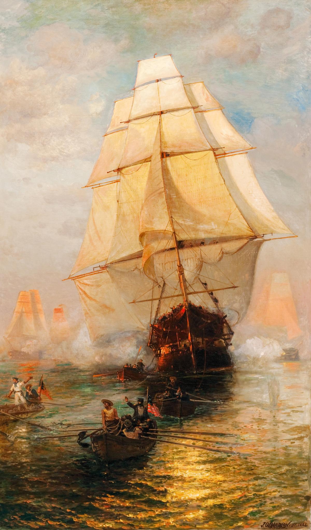 Julian O. Davidson’s 1884 USS Constitution Escaping the British, July 1812