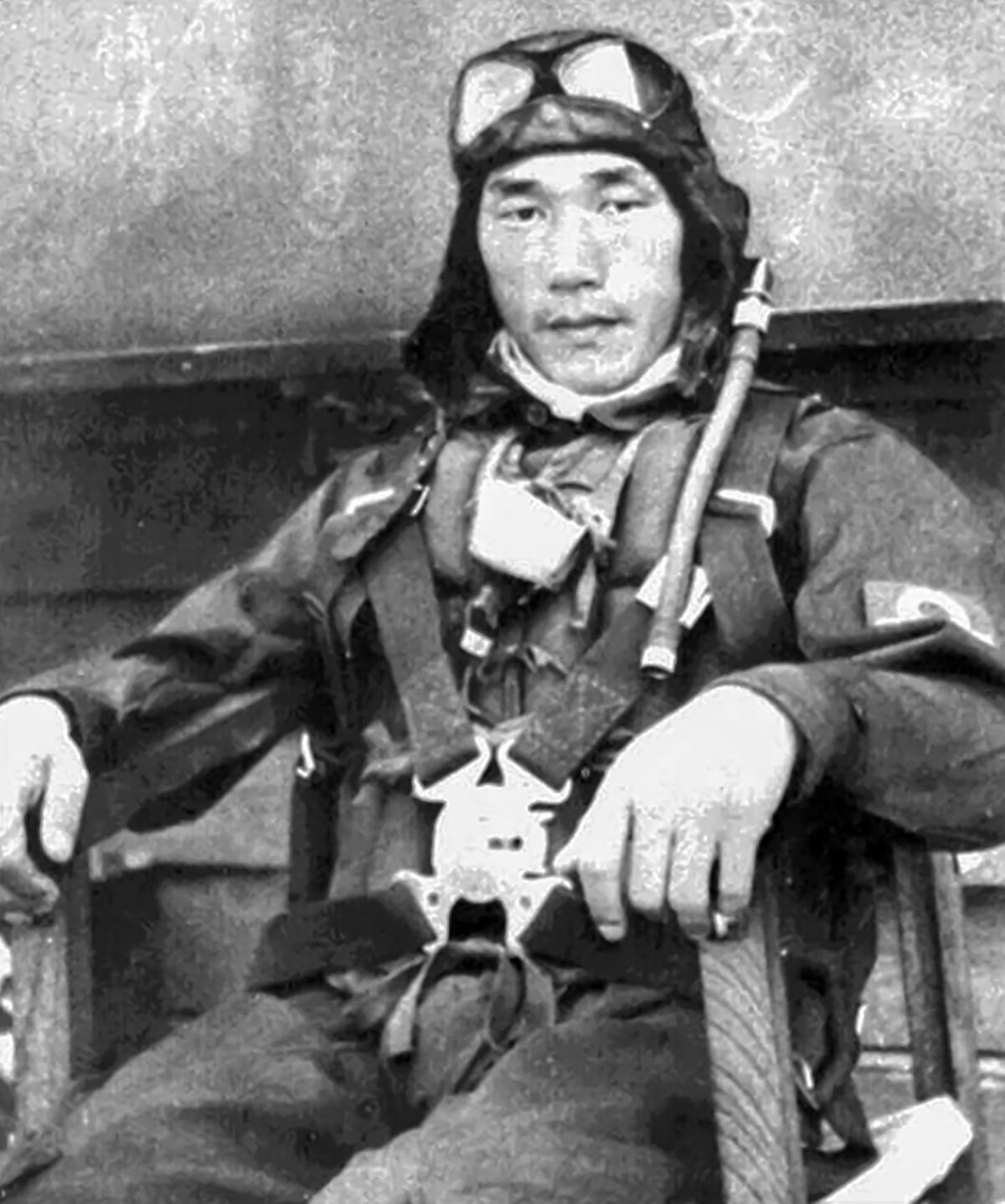 Portrait of Nobuo Fujita in his flying suit