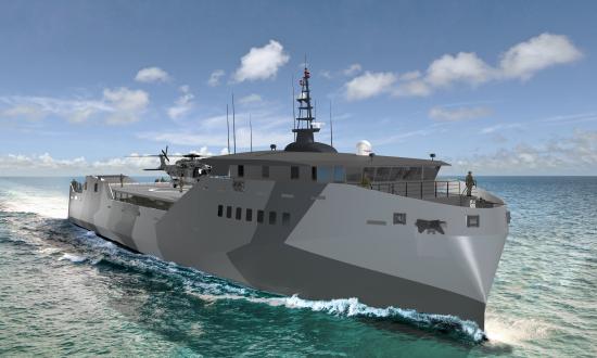One light amphibious warship design being considered by the Navy and Marine Corps is the stern landing vessel (SLV), built by Sea Transport Solutions, an Australian company.   