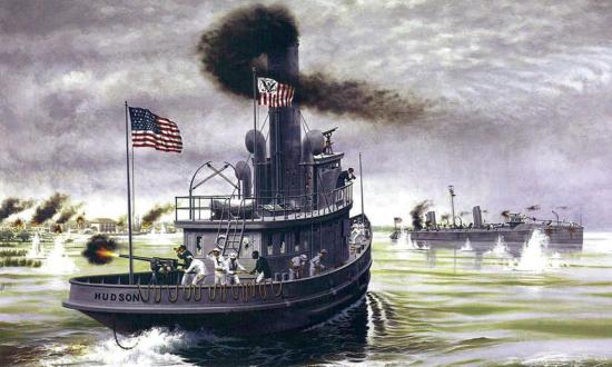 U.S. Revenue Cutter Hudson rushes to the aid of the stricken torpedo boat USS Winslow