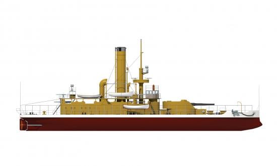 Starboard profile drawing of USS Wyoming (Monitor No. 10)