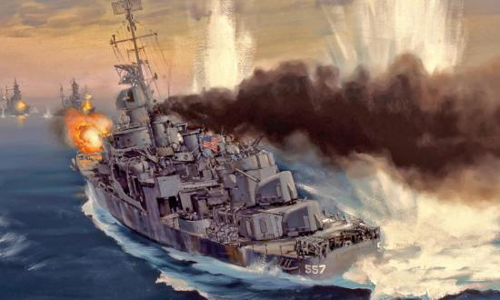 Evans’ “fighting ship,” the USS Johnston, weaves through incoming fire as she takes on Japanese battleships and cruisers at the October 1944 Battle off Samar.