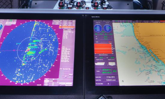VisionMaster FT ECDIS—Electronic Chart Display and Information System—on board a commercial ship.