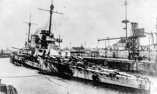 SMS Seydlitz damaged after the battle of Jutland on 6 June 1916