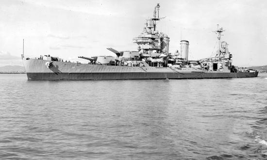 USS New Orleans (CA-32) at Mare Island in 1945
