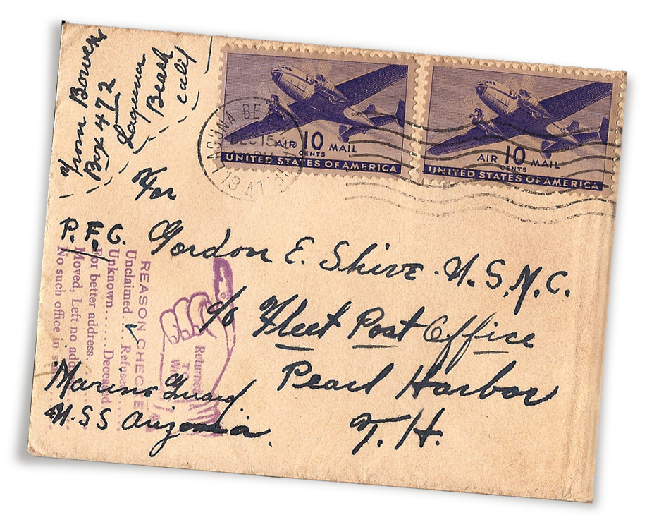 Envelope front of a 15 December 1941 letter to Gordon Shive