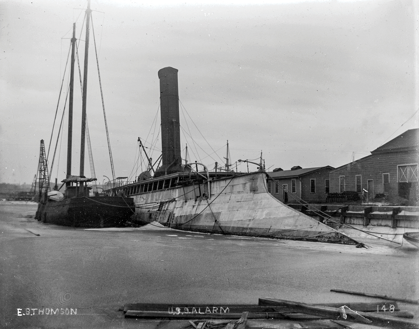 USS Alarm in ordinary at the Brooklyn Navy Yard in 1896