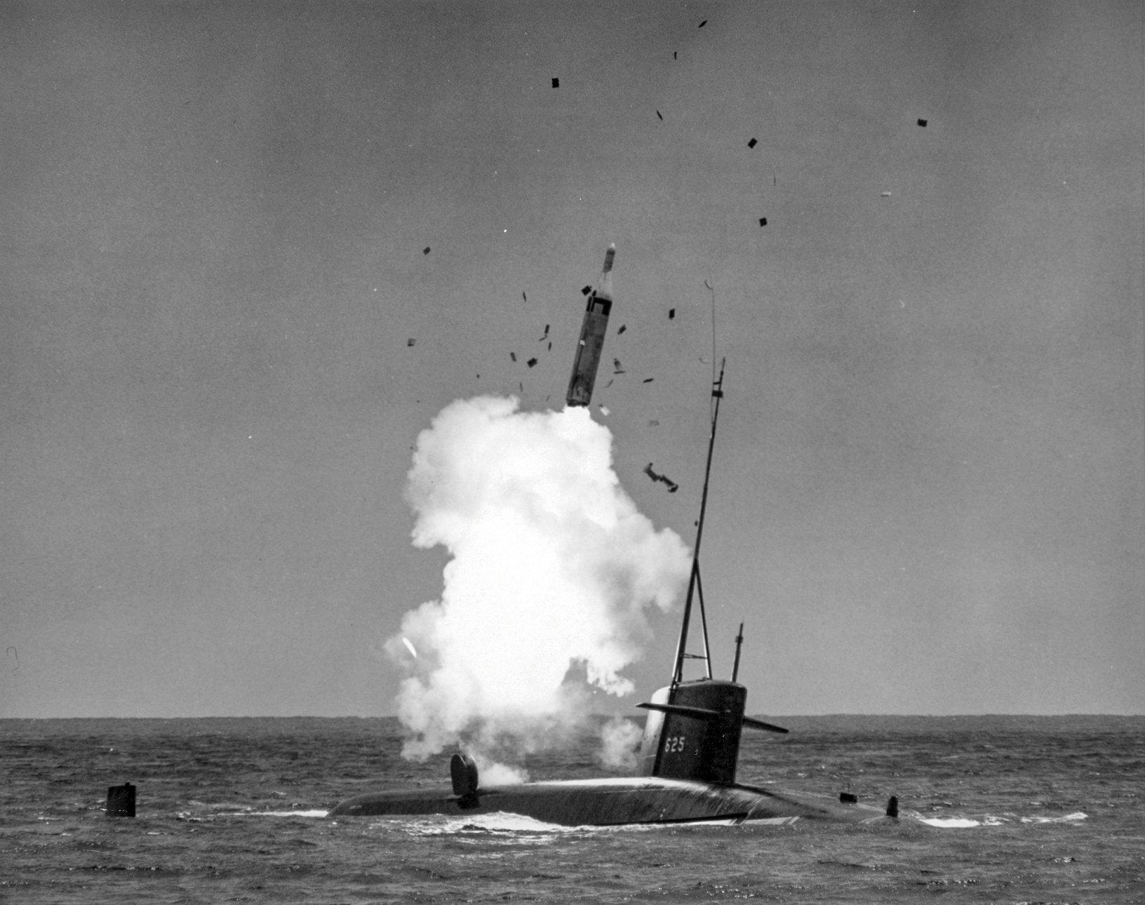 USS Henry Clay (SSBN-625) launching a Polaris A-2 missile from the surface.