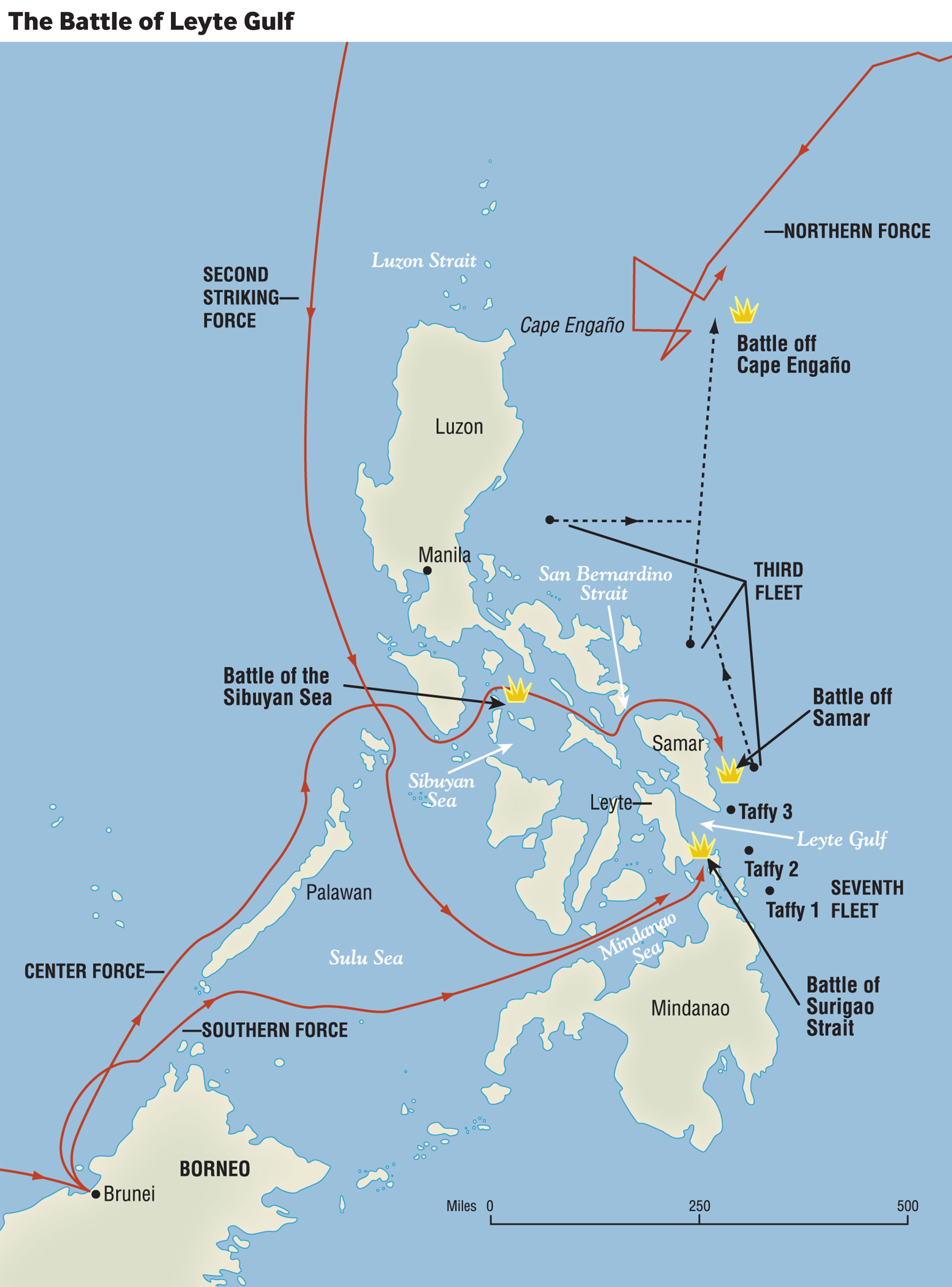 Map of the Battle of Leyte Gulf
