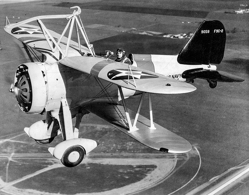 Lieutenant Harold B. Miller piloting an F9C-2 Sparrowhawk aircraft