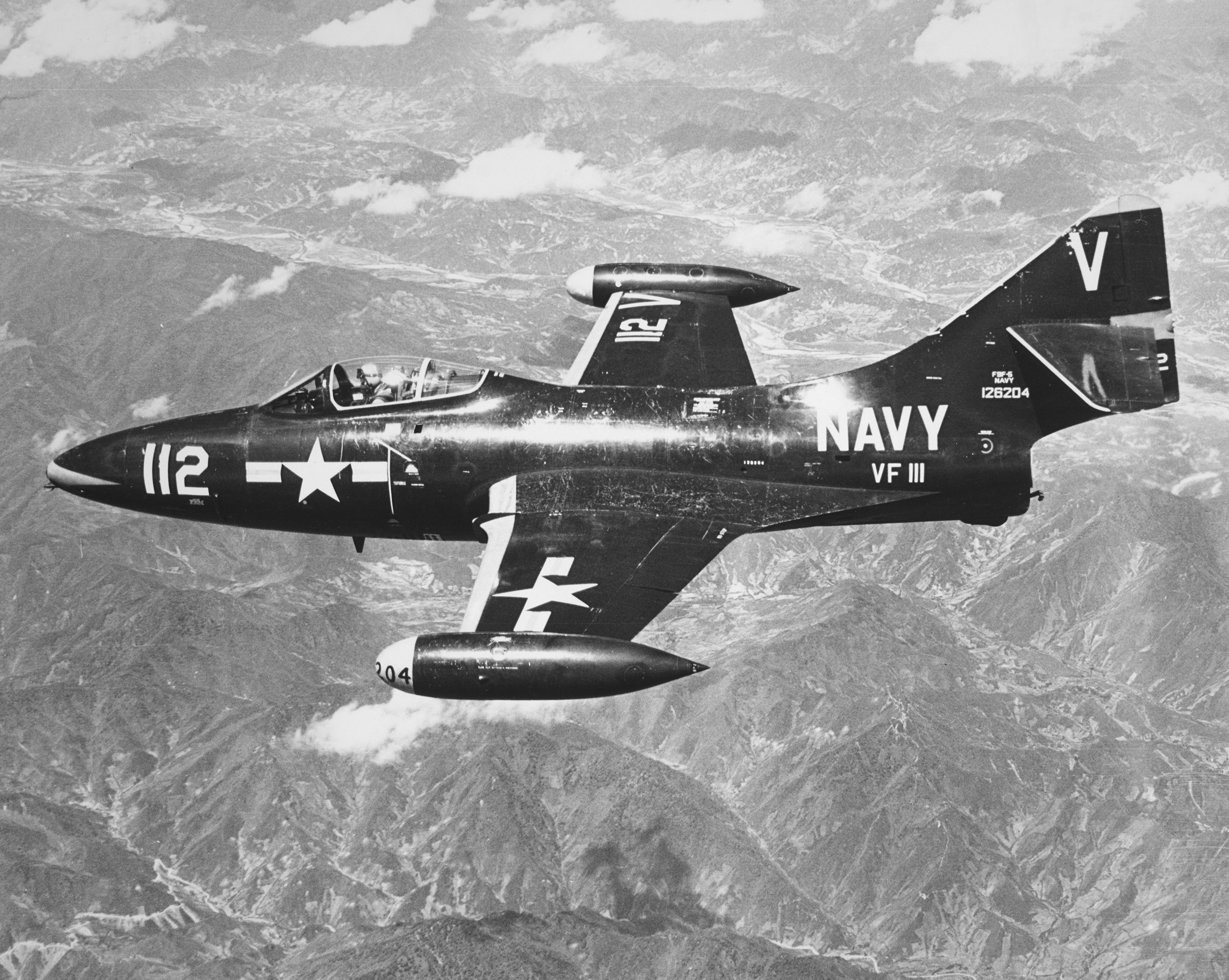 A U.S. Navy F9F Panther Has the First Recorded Jet-On-Jet