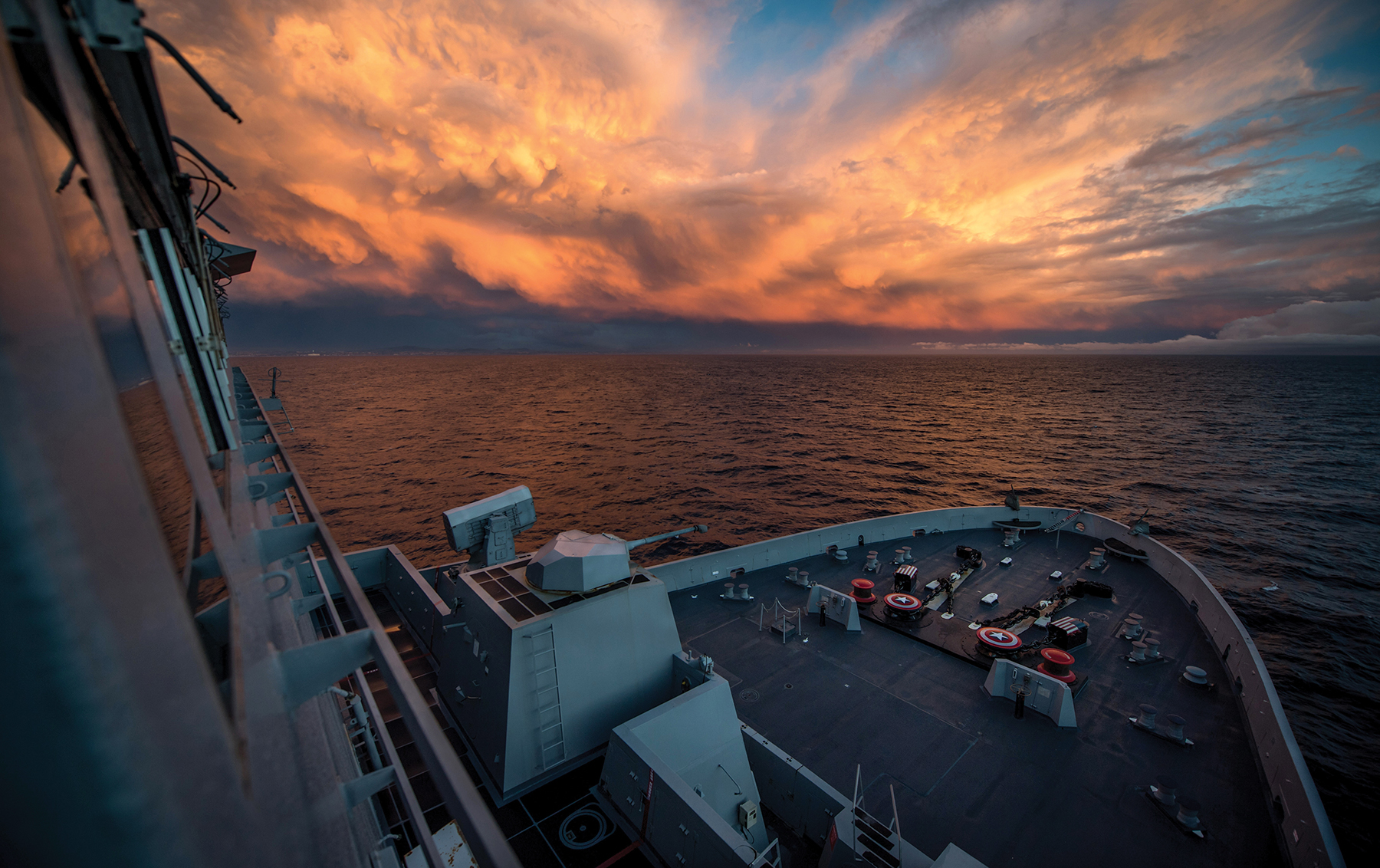 The amphibious transport dock ship USS Somerset (LPD-25) transits the Pacific Ocean during Exercise Iron Fist 2019. Naval integration is a top priority for the newly installed Chief of Naval Operations and Commandant of the Marine Corps and is driving a new, integrated naval force structure assessment.  