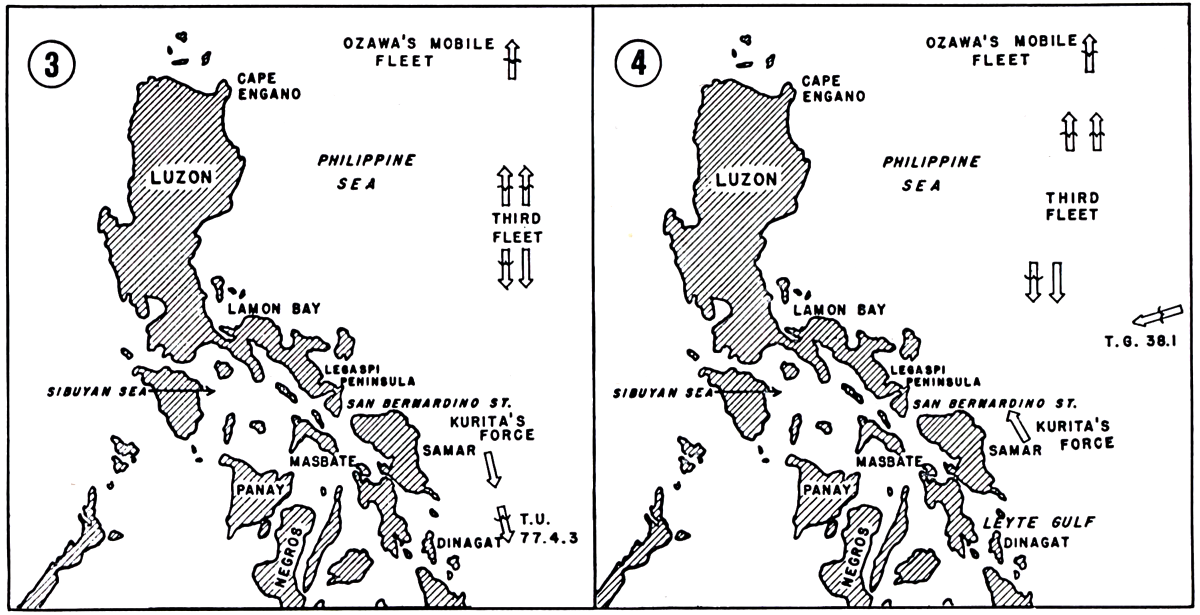 Map Day 2 of the Battle of Leyte Gulf, 25 October 1944