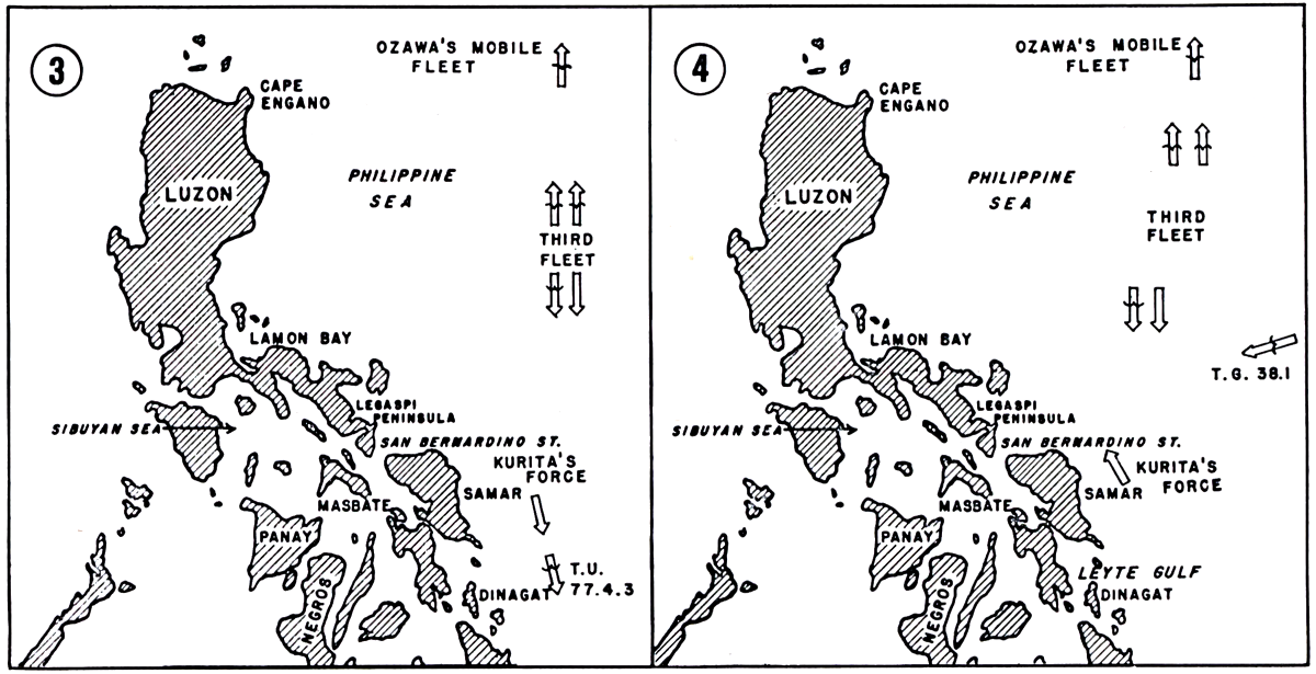 Map Day 2 of the Battle of Leyte Gulf, 25 October 1944