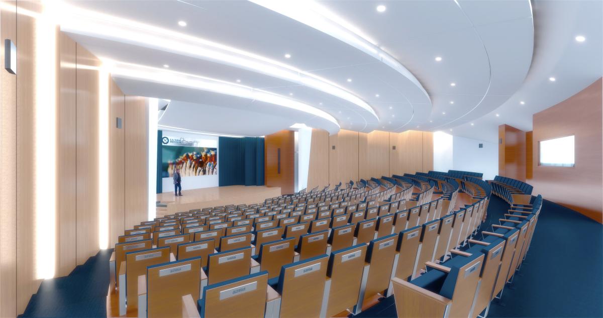 Computer rendering of the auditorium of the Jack C. Taylor Conference Center at the U.S. Naval Institute