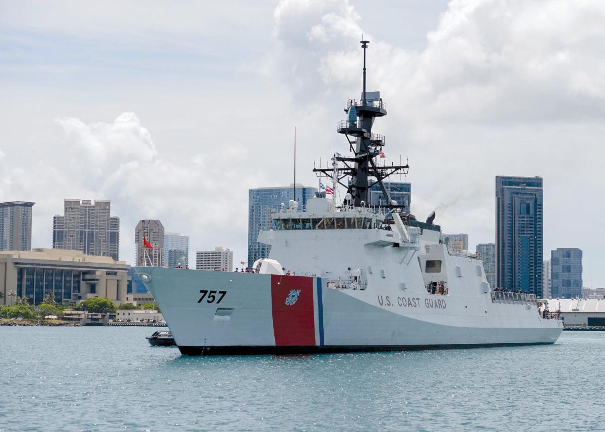 Surface port bow view of the USCGC Midgett (WMSL-757)