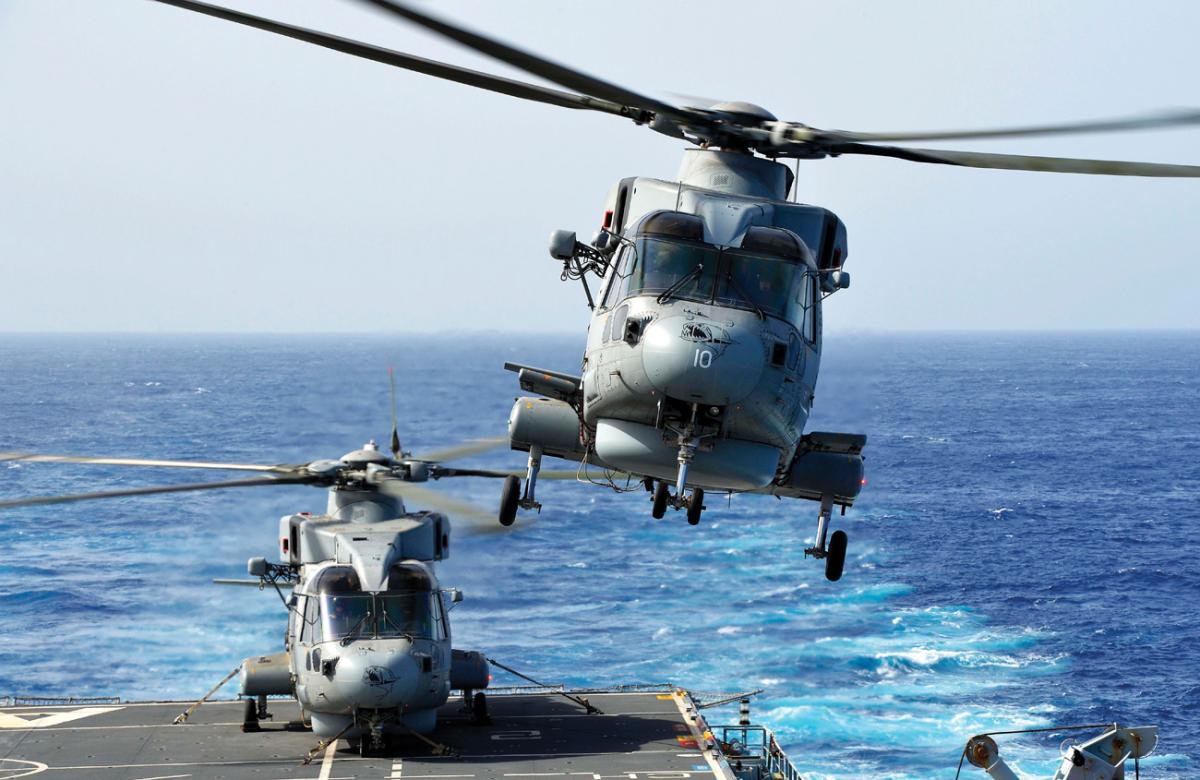 Merlins Mk2 landing & taking off from RFA Argus