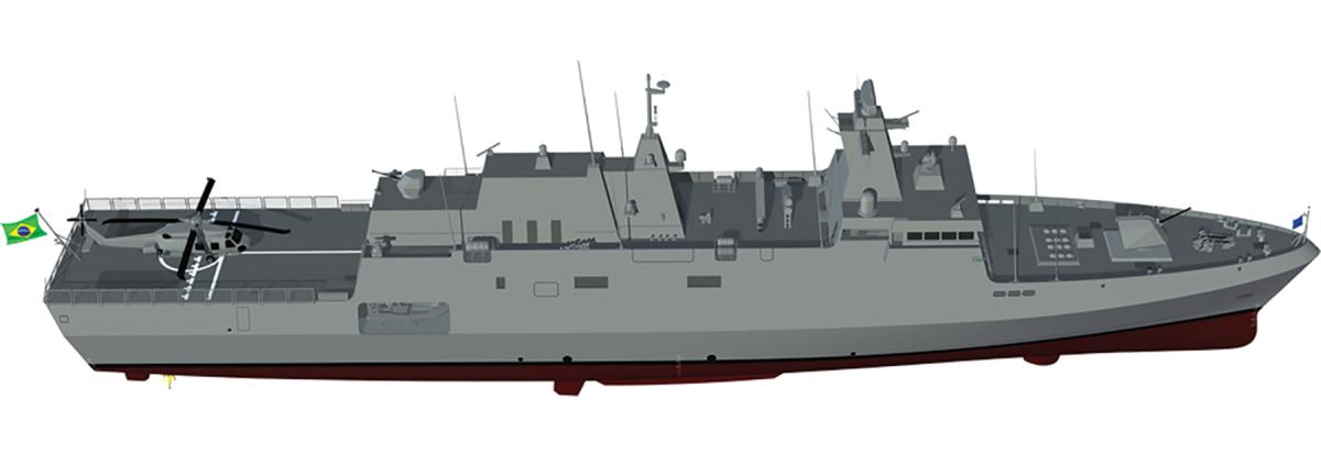 Artist's conception of a Brazilian Tamandaré-class corvette.