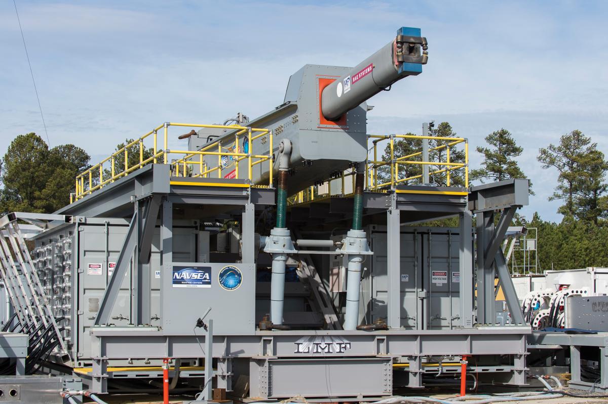 The Office of Naval Research (ONR)-sponsored Electromagnetic Railgun (EMRG) at terminal range located at Naval Surface Warfare Center Dahlgren Division (NSWCDD)