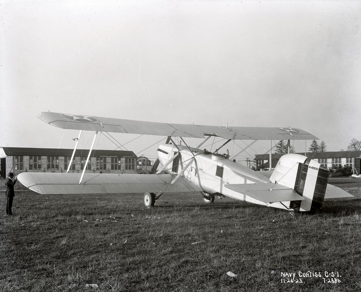 A left three-quarter view of the first Navy Curtiss CS-1