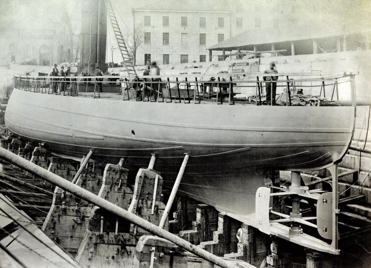 USS Alarm fitting out in the Brooklyn Navy Yard