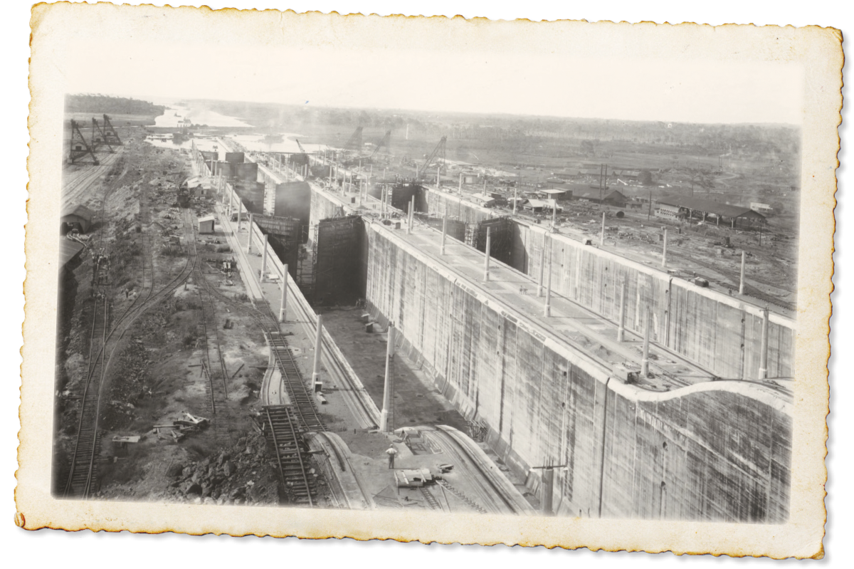 Locks under construction on the Panama Canal