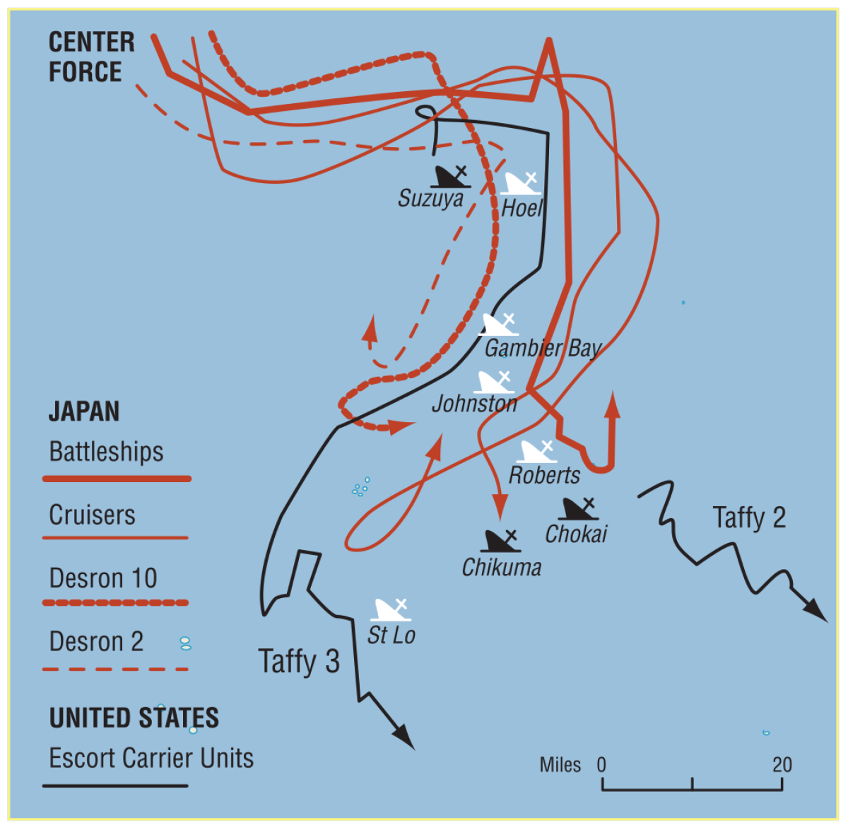 Map of the Battle off Samar