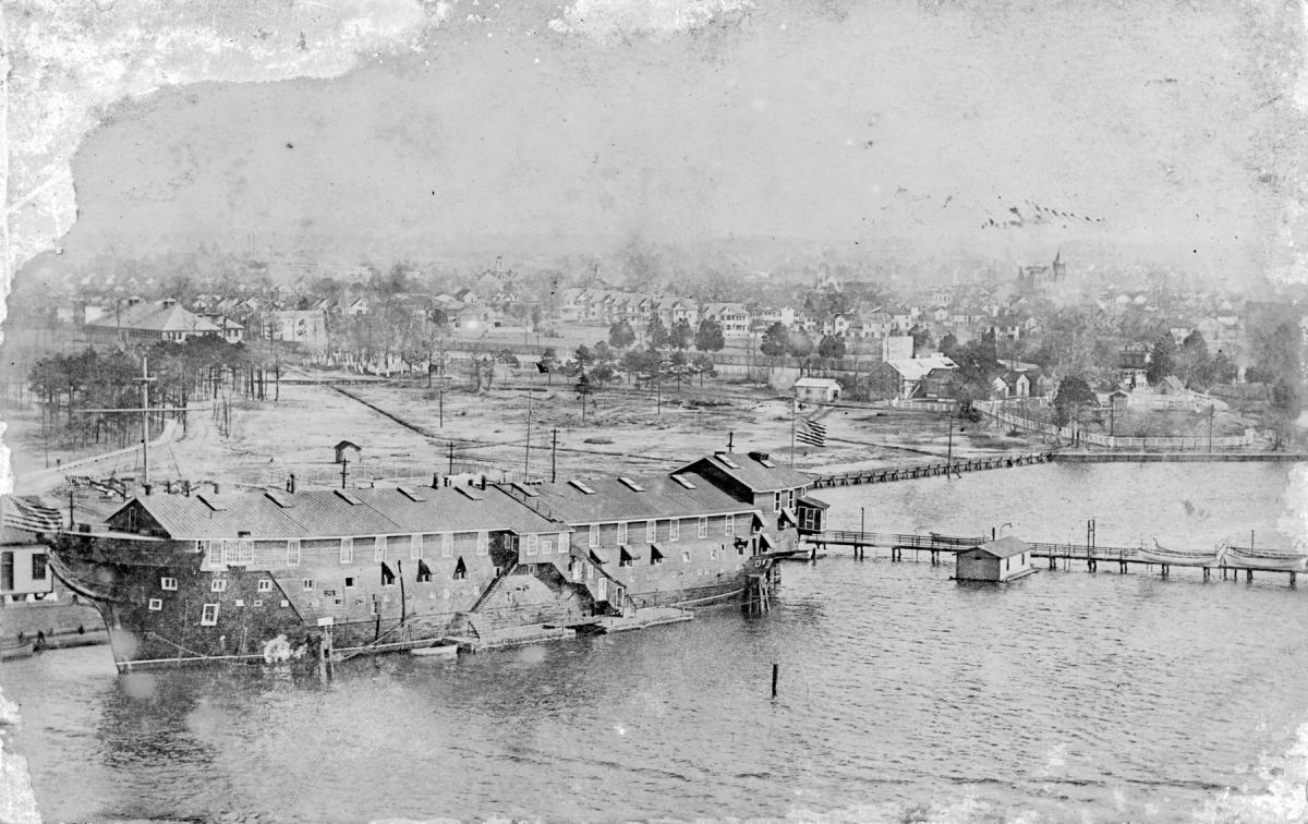 USS Franklin at anchor in Norfolk in the early 20th century