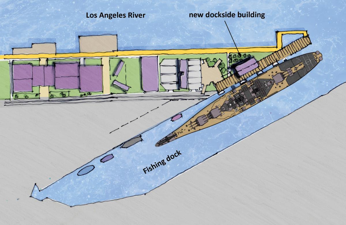 Artist’s concept of Iowa on LA waterfront.