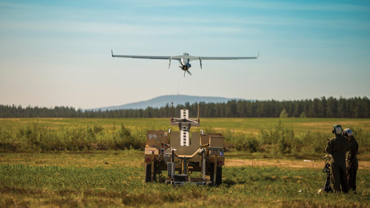 U.S. Marines with Marine Unmanned Aerial Vehicle Squadron 2 launch a RQ-21A Blackjack 