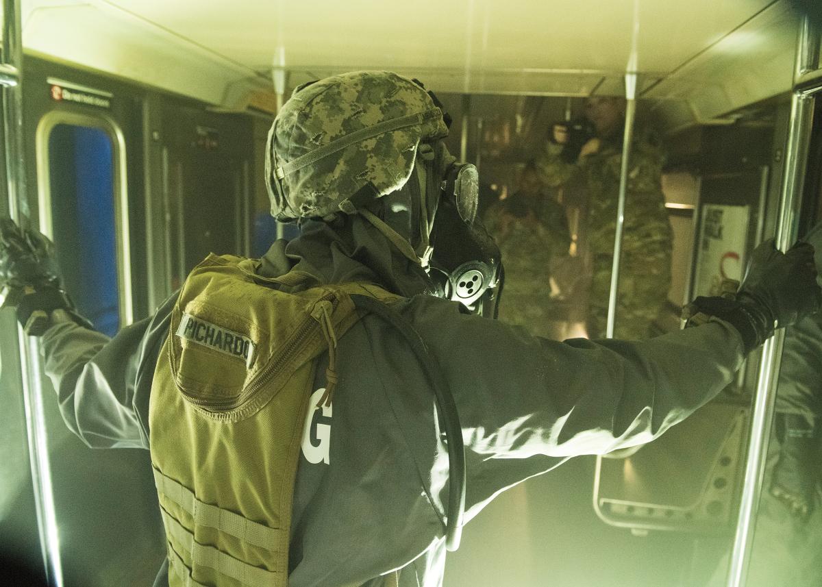 Fort Drum Soldiers training to respond to terror attacks in a New York City subway car