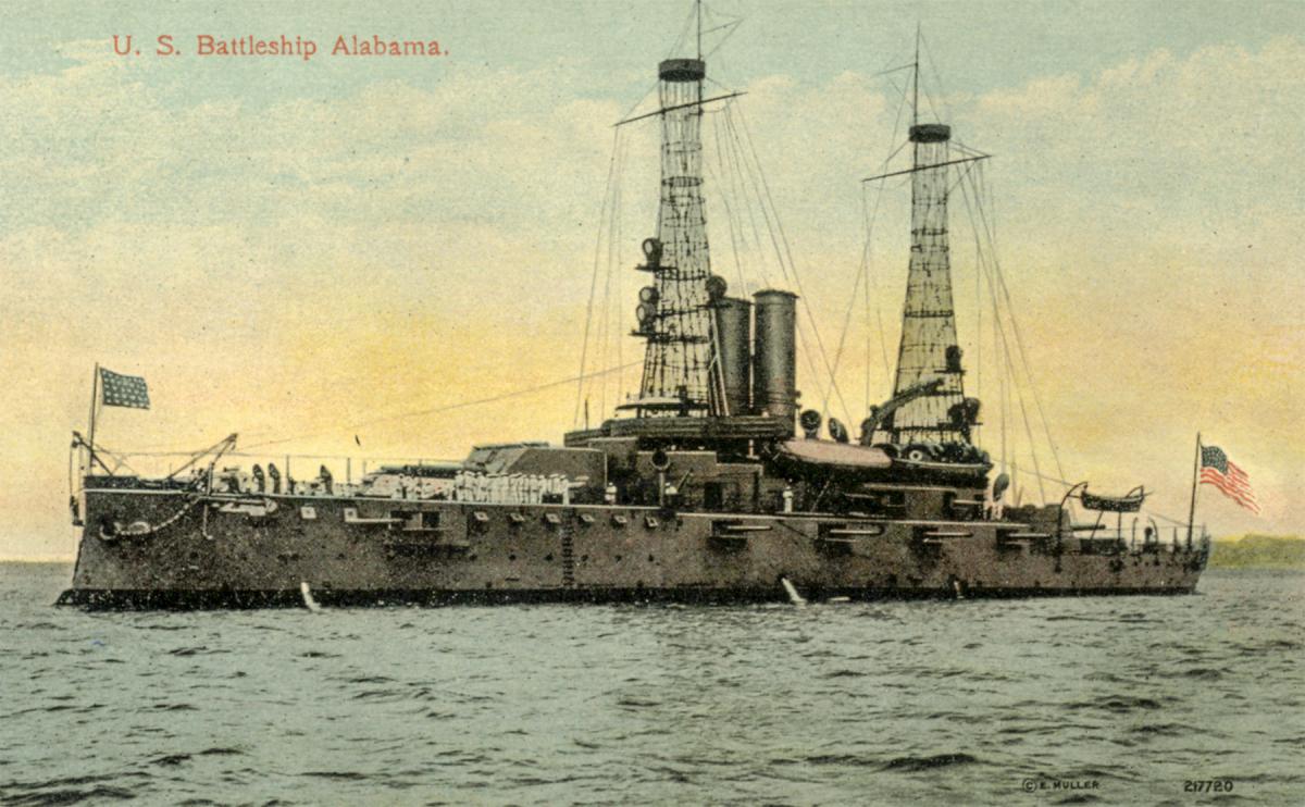 Postcard view of the Alabama (BB-8)
