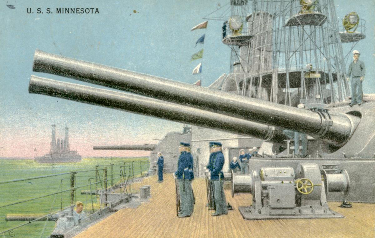 Postcard of the guns of the USS Minnesota (BB-22)