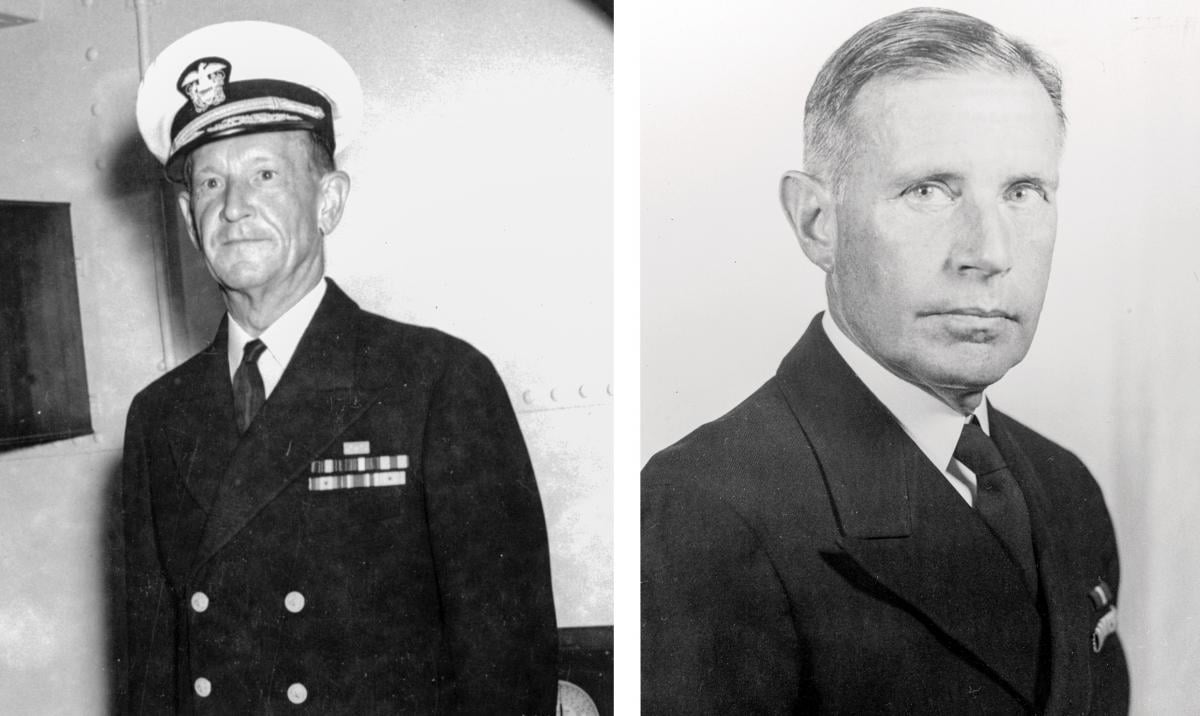 Diptych potrait of Rear Admirals Frank Jack Fletcher (left) and Raymond Spruance