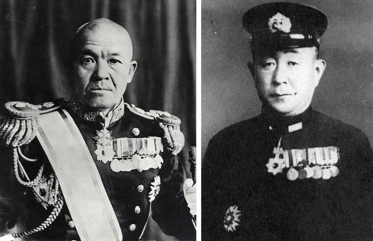 Diptych portraits of Vice Admiral Chūichi Nagumo (left) and Rear Admiral Tamon Yamaguchi