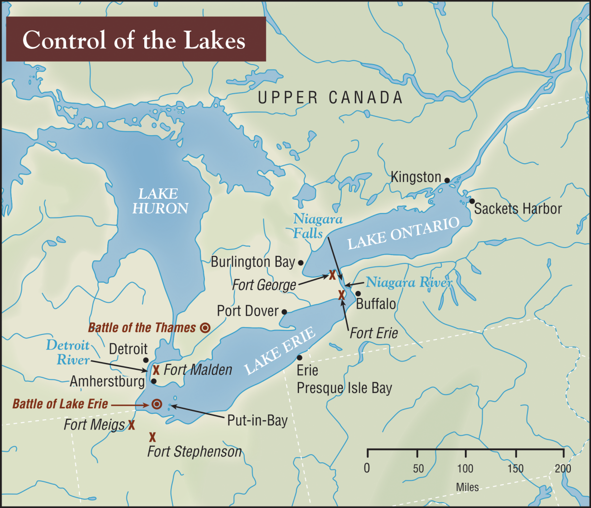 Map of the Great Lakes campaign during the War of 1812