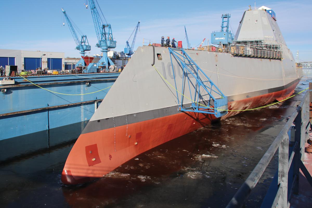 Future Lyndon B. Johnson (DDG-1002) in drydock