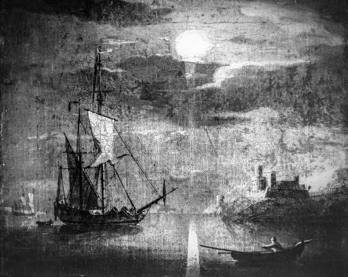 Painting of the ketch USS Intrepid in Tirpoli Harbor in 1804.